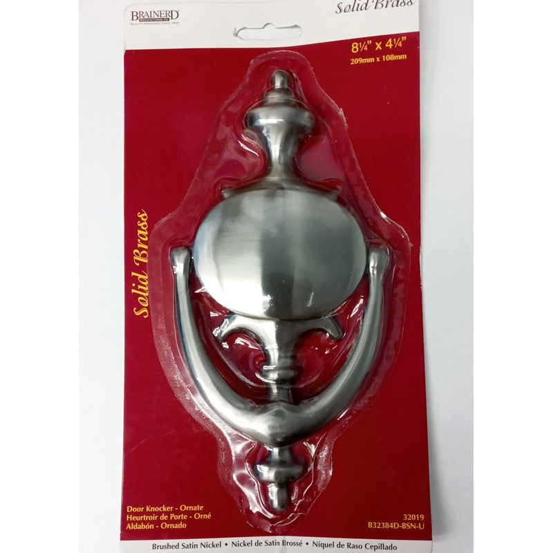 Brainerd 32019 Solid Brass Door Knocker, Brushed Satin Nickel