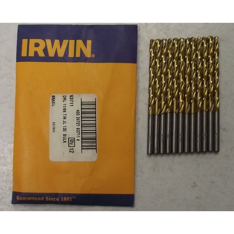 Irwin Industrial Tool Co 63711 11/64 Titanium Coated Drill Bits 12pcs. USA