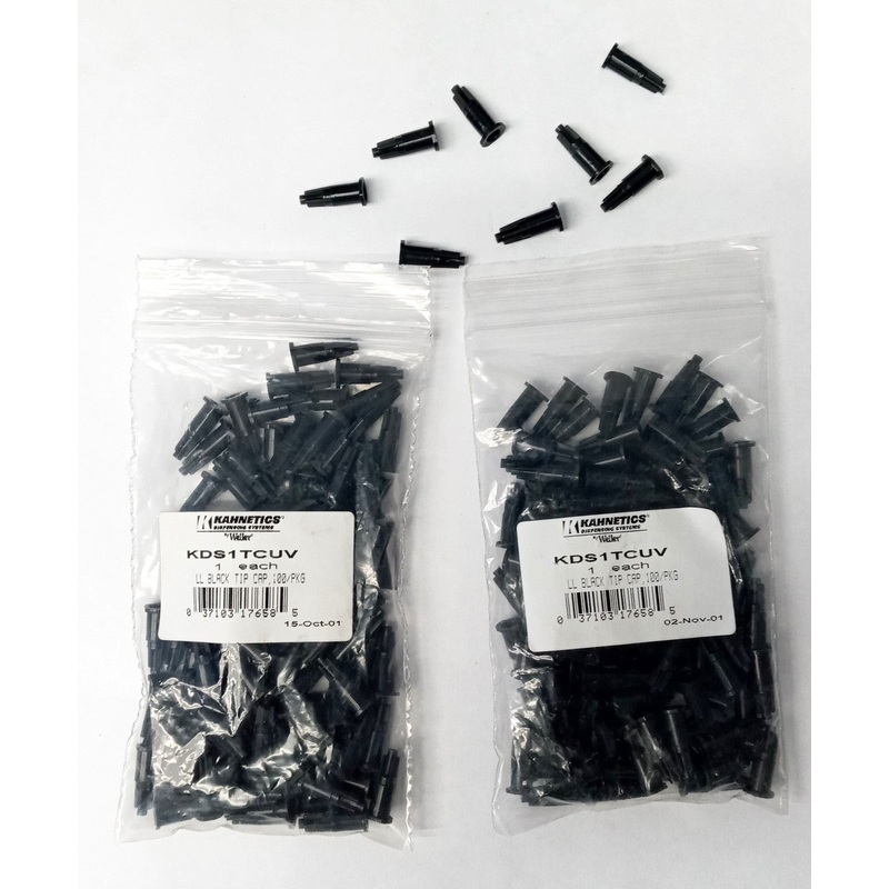 Kahnetics by Weller KDS1TCUV Black Luer Lok Syring Tip Caps (2 Bags of 100)