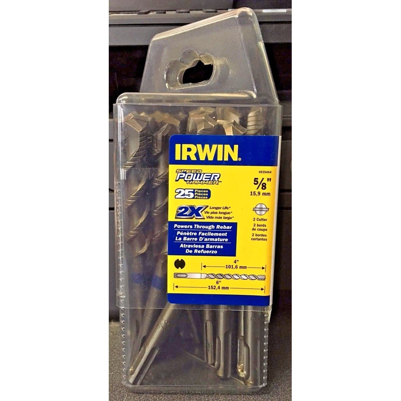 Irwin 4935464 5/8" x 4" x 6" SDS Speed Power Hammer Drill Bits 25 Pack