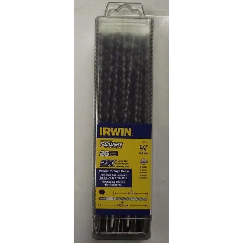 Irwin 4935465 1/4" x 6" x 8" SDS Speed Power Hammer Drill Bits 25 Pack.