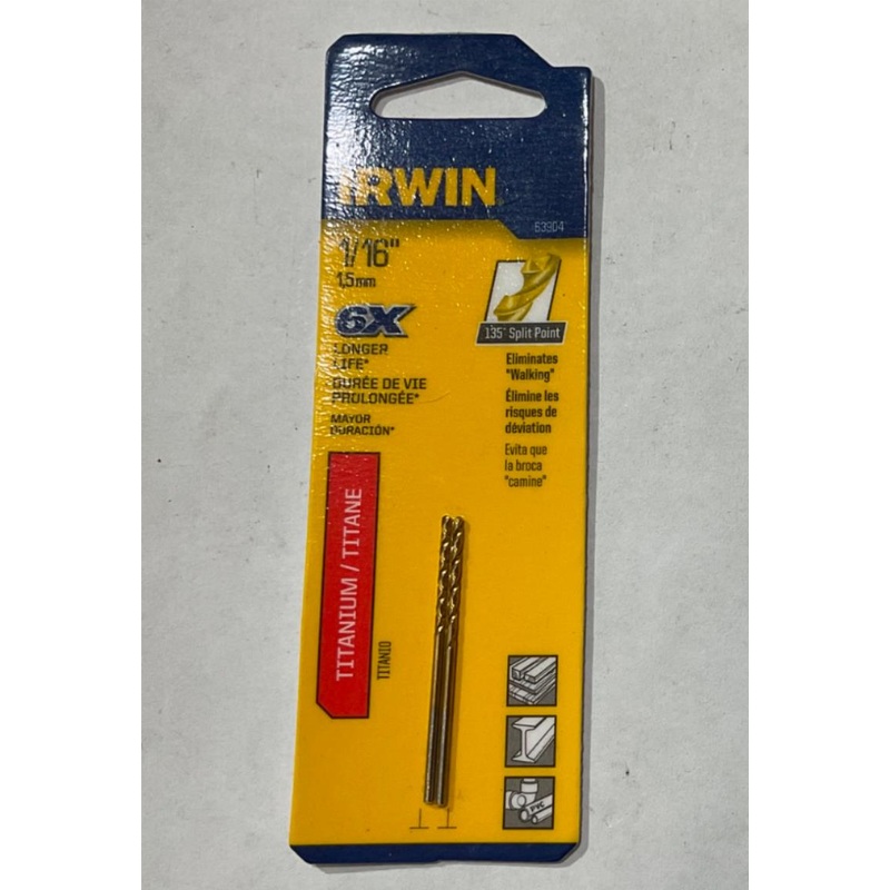 Irwin 63904 1/16" Titanium drill bit #I-61
