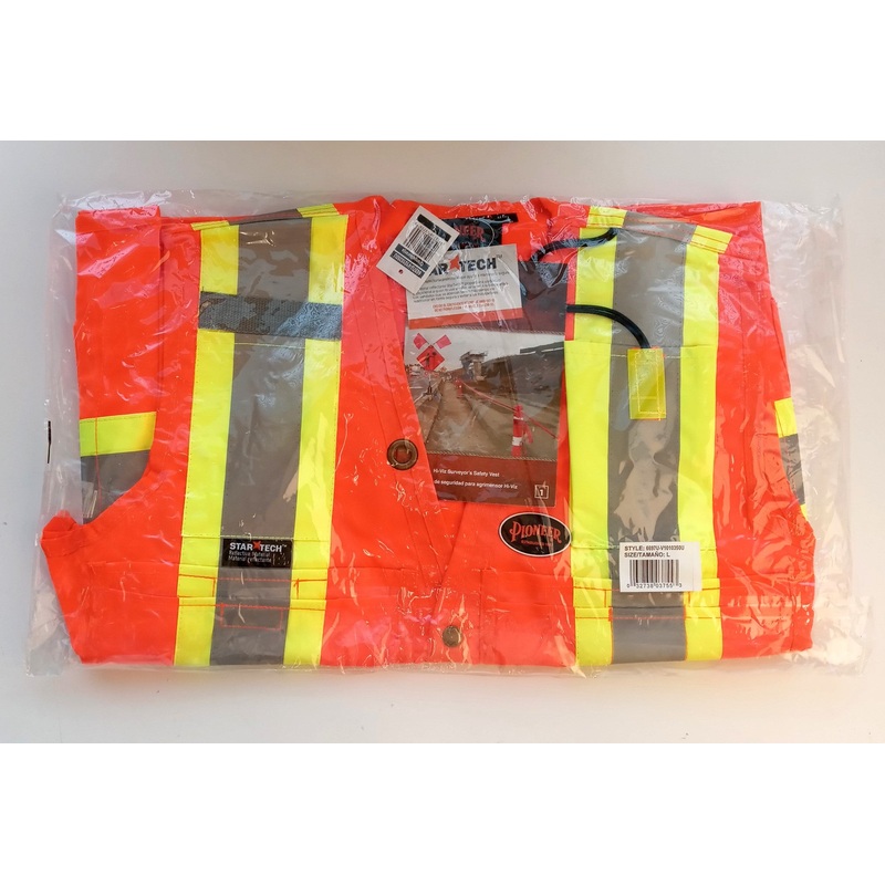 Pioneer V1010350U-L 6697U HV Surveyor Safety Vest, Size Large, Yellow/Green