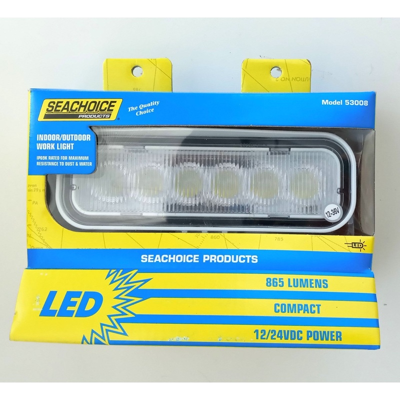 Seachoice 53008 LED Flood Beam Rectangular Work Light, 12/24V, White Housing
