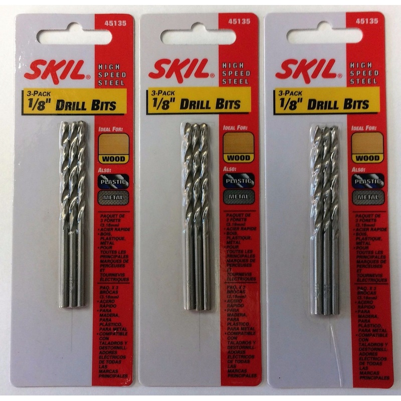 SKIL 45135 1/8" HSS Polished Drill Bit 3 Packs of 3