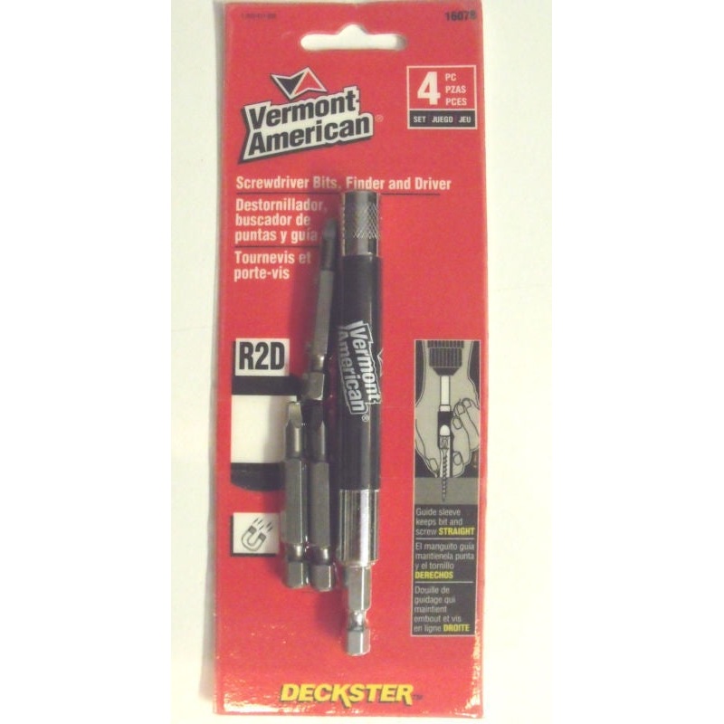 Vermont American 16078 4-Piece Deckster Square Recess Screwdriver Bit Set