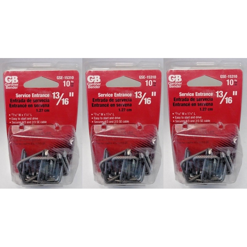 GB GSE-15310 13/16" x 1-1/4" Service Entrance Cable Staples (3 Packs of 10) USA