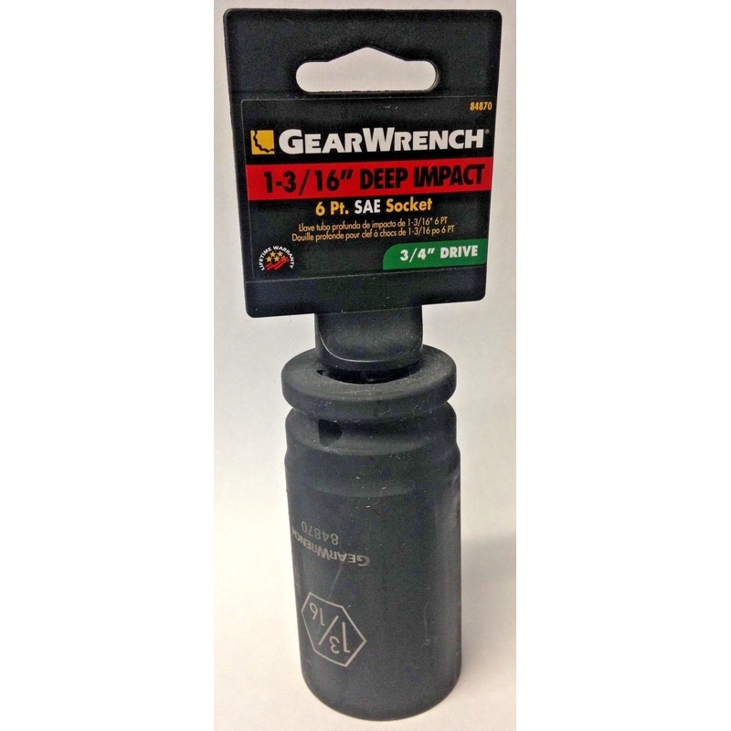 Gearwrench 84870 3/4" Drive 6 Point Deep Impact Sae Socket 1-3/16"