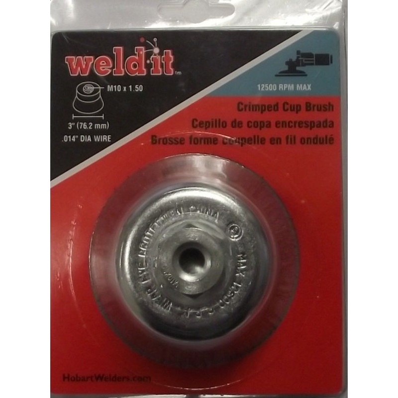 Hobart 770379 3" Crimped Cup Brush M10 x 1.50 .014 Dia Wire