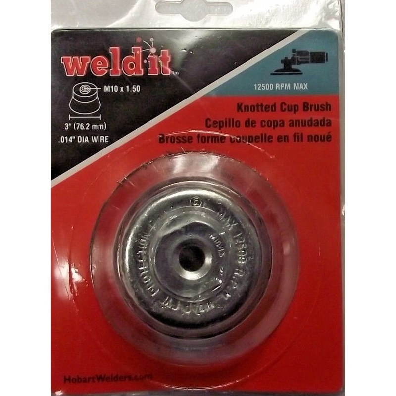 Hobart 770382 3" Knotted Cup Brush M10 x 1.50 .014 Dia Wire