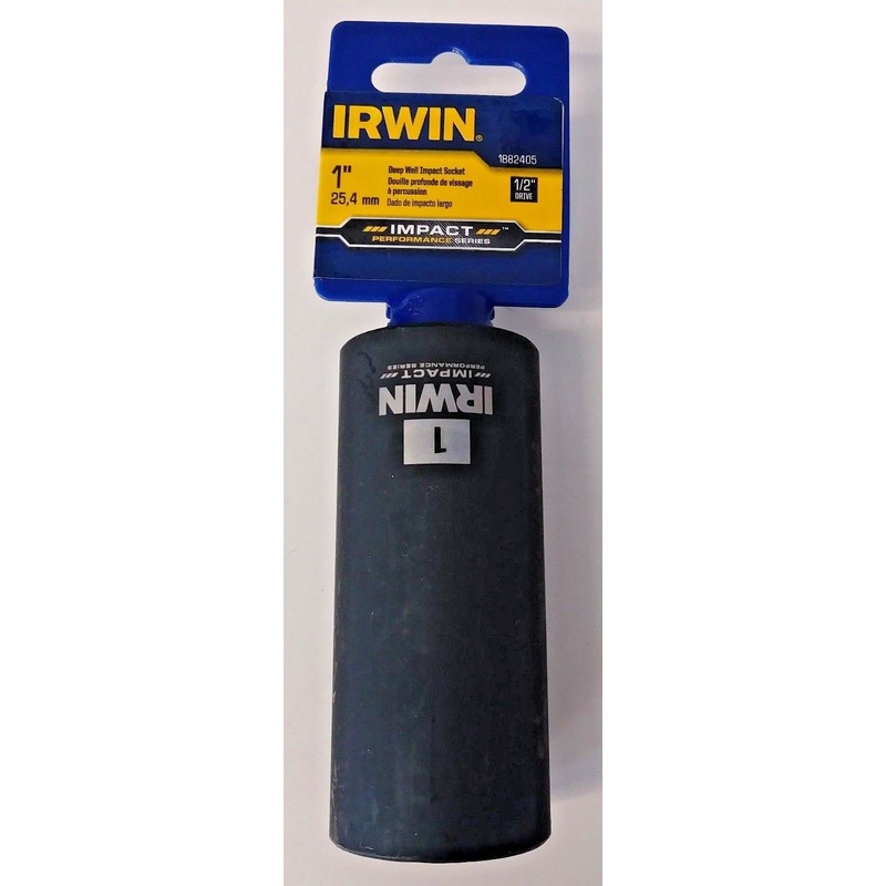 Irwin 1882405 1/2" Drive 1" Deep Well Impact Socket 6 Point