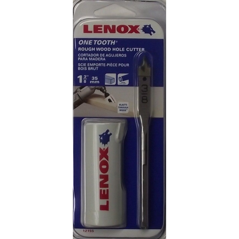 Lenox 12155 One Tooth Rough Wood Hole Cutter Hole Saw 1-3/8 With Pilot Bit