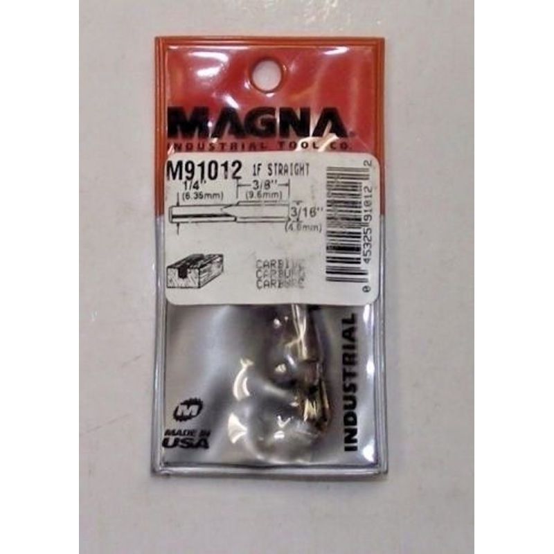 Magna M91012 3/16" Solid Carbide Straight Router Bit 1/4" Shank USA Single Flute