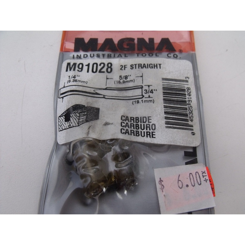 Magna Tool M91028 5/8'' x 3/4'' 2F Straight Router Bit 1/4" Shank USA