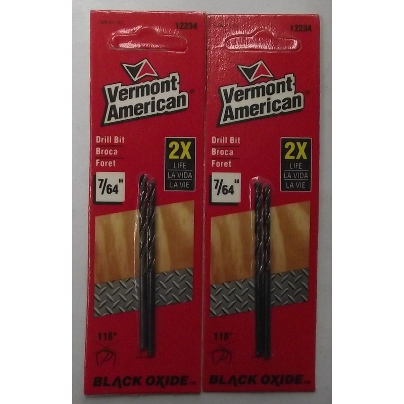 Vermont American 12234 Black Oxide Drill Bit 7/64" x 2-5/8" 2 - 2-Packs