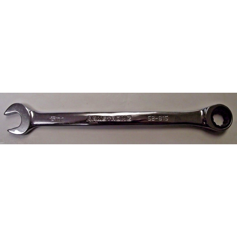Armstrong 52-815 15mm 12 Point Full Polish Combination Ratcheting Wrench USA
