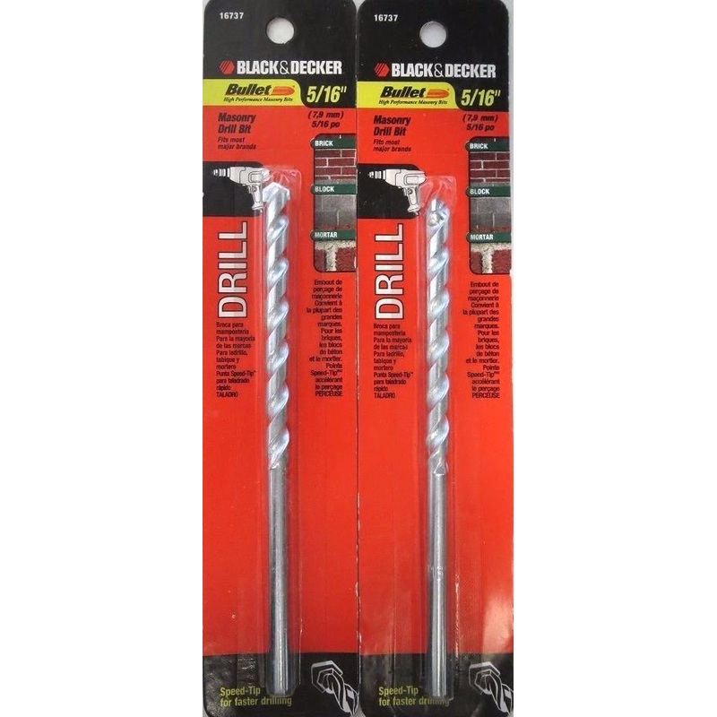 Black & Decker 16737 5/16" Masonry Drill Bit 2 Packs