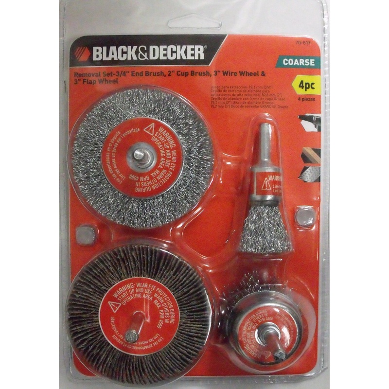 Black & Decker 4 Piece Set 3" Wire Wheel & Flap Wheel Removal Set  70-617