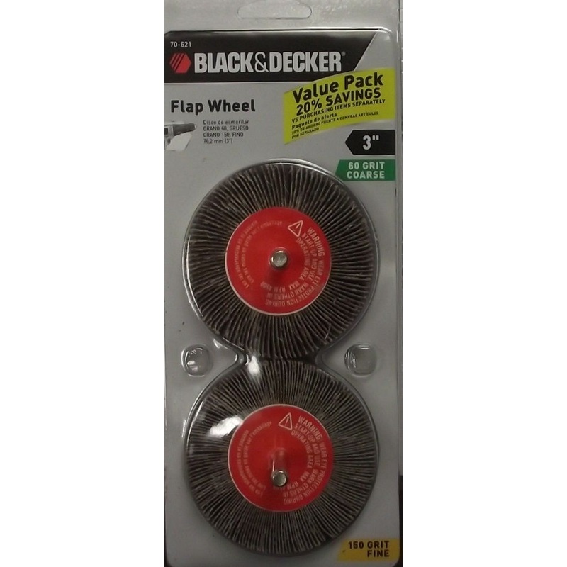 Black & Decker 70-621 Flap Wheel 3" 2 Pk Coarse 60 Grit 150 Fine Grit