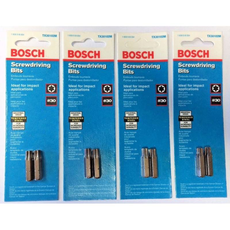 Bosch TX30102M TX30 Extra Hard Torx Insert Bits 1" USA 8 Bits 4 Packs