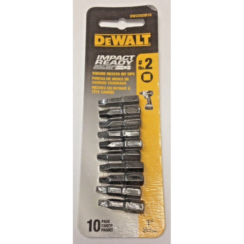 DeWalt #2 Square Recess Bit Tips 1" 10 Pack DW2202ir10