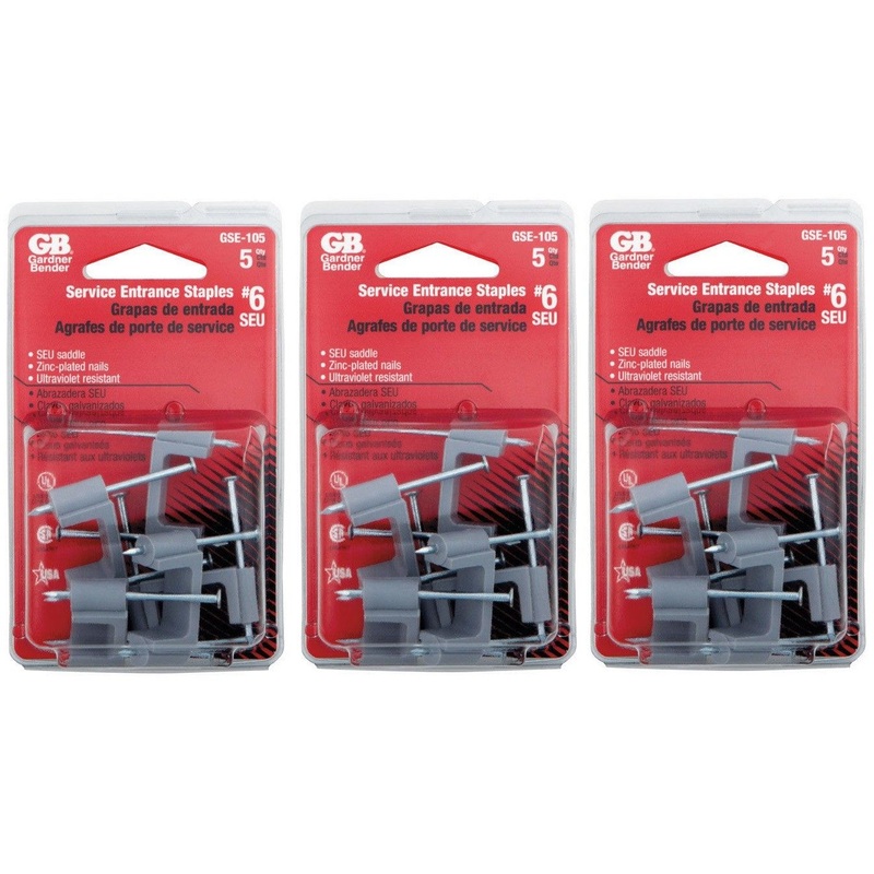 Gardner Bender GSE-105 #6 Service Entrance Staples (3 Packs of 5) 15 Staples USA