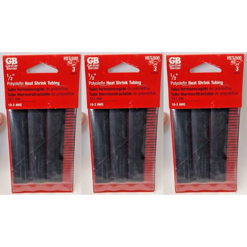 Gardner Bender HST-500 1/2" Polyolefin Heat Shrink Tubing (3 Packs of 3)