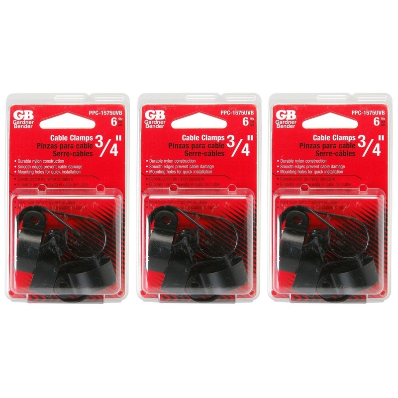 Gardner Bender PPC-1575UVB 3/4" Cable Clamps 3 Packs of 6 (18 Clamps) USA