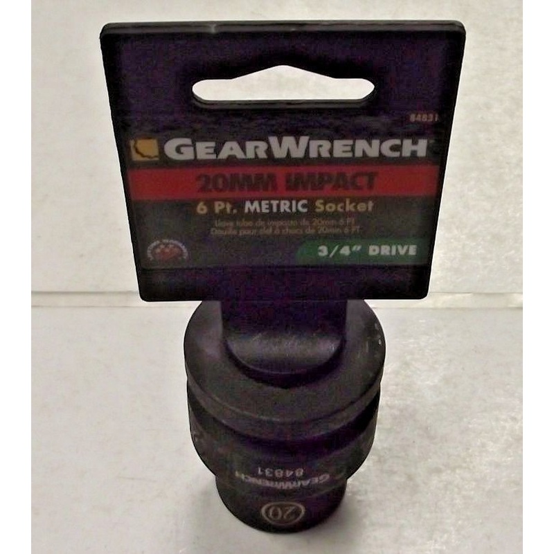 GearWrench 84831 3/4" Drive 6 Point Standard Impact Metric Socket 20mm