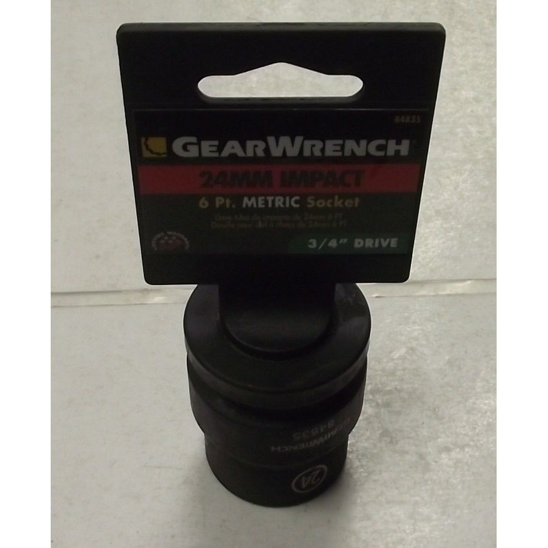 GearWrench 84835 24mm - 3/4-Inch Drive 6 Point Standard Impact Socket