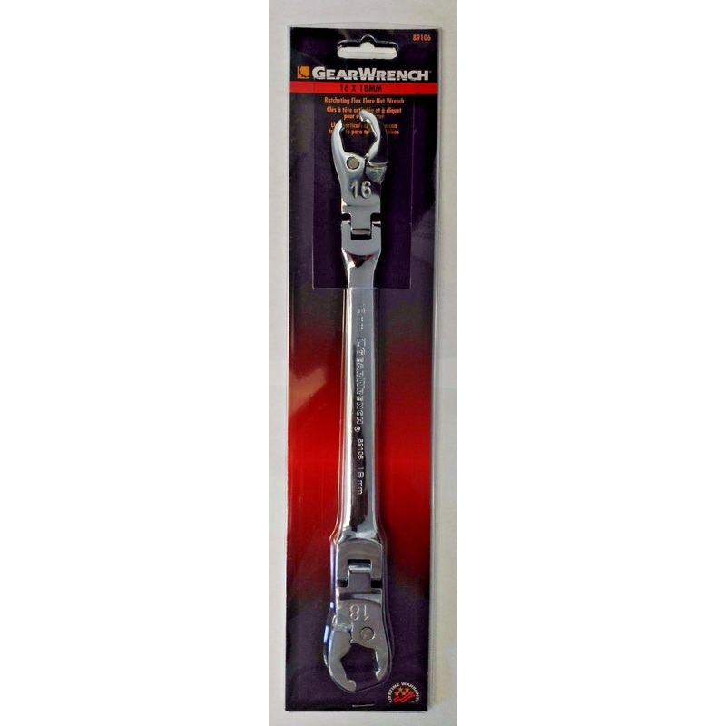 Gearwrench 89106 Ratcheting Flex Flare Nut Wrench 16MM X 18MM