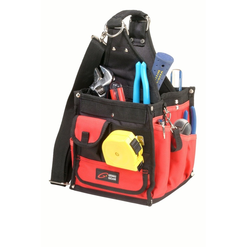 Genau Gear 9174 Square Maintenance Tool Holder Bag 17 Pockets Black / Red