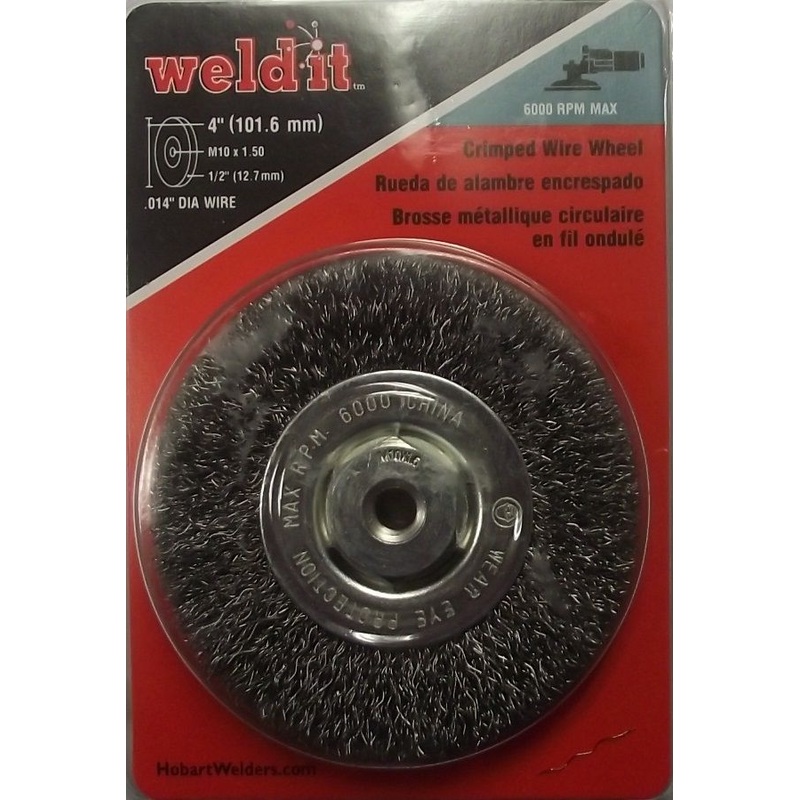 Hobart 770370 4" Crimped Wire Wheel M10 x 1.50 Arbor .014 Dia Wire
