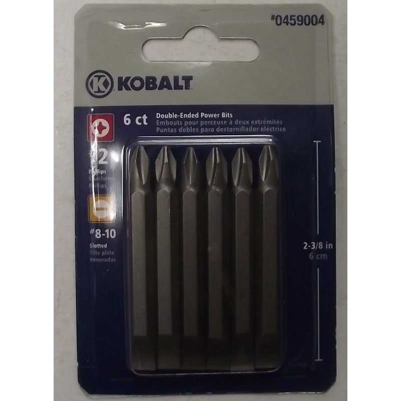 Kobalt 0459004 6-Pack #2 Phillips #8 Slotted Power Screw Bits