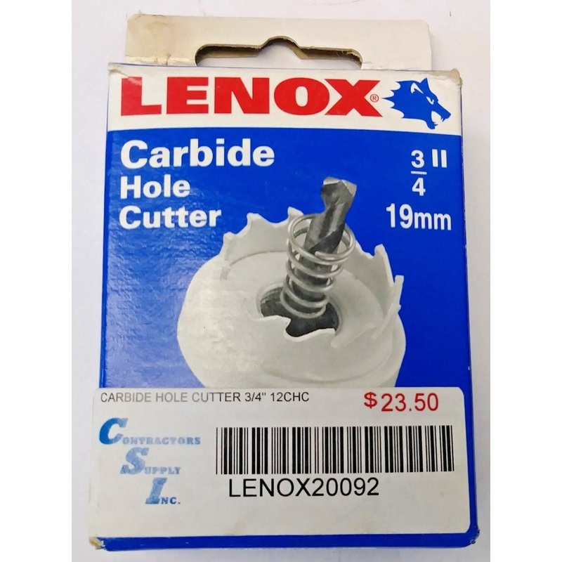Lenox 20092-12CHC 3/4" Carbide Hole Saw Hole Cutter USA