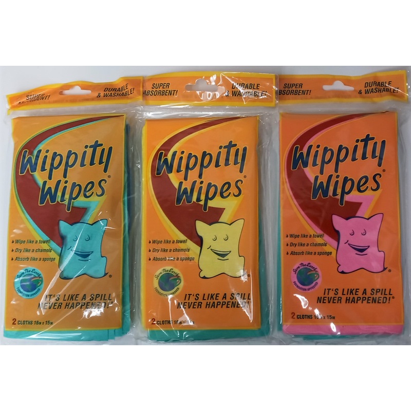 Wippity Wipes Reusable Paper Towels Wet/Dry Chamois Cloth Made in Germany 3packs