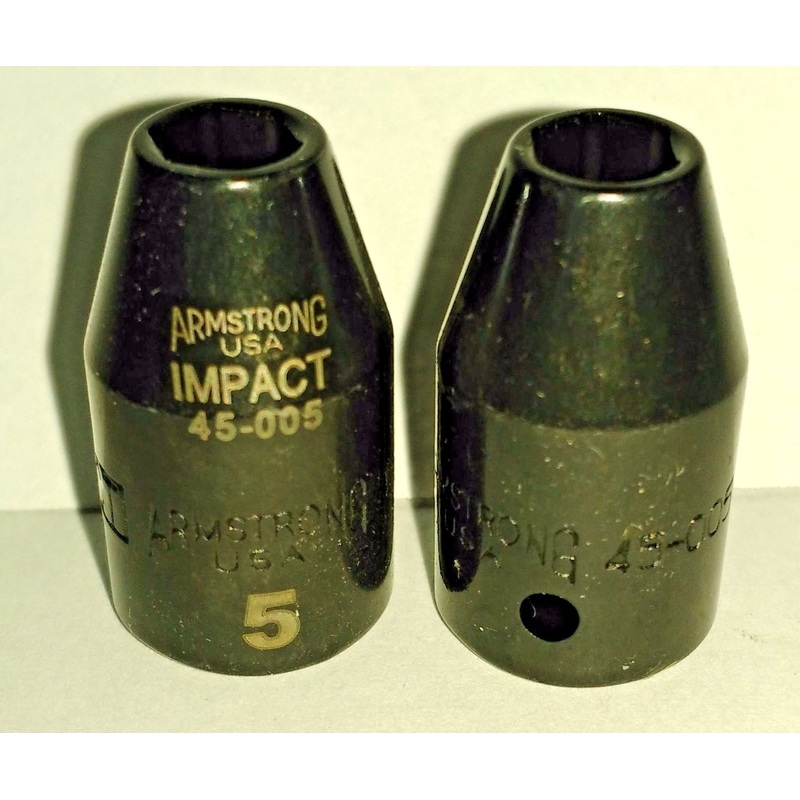 Armstrong 45-005 1/4" Drive 6 Point Impact Socket 5MM USA 2PCS