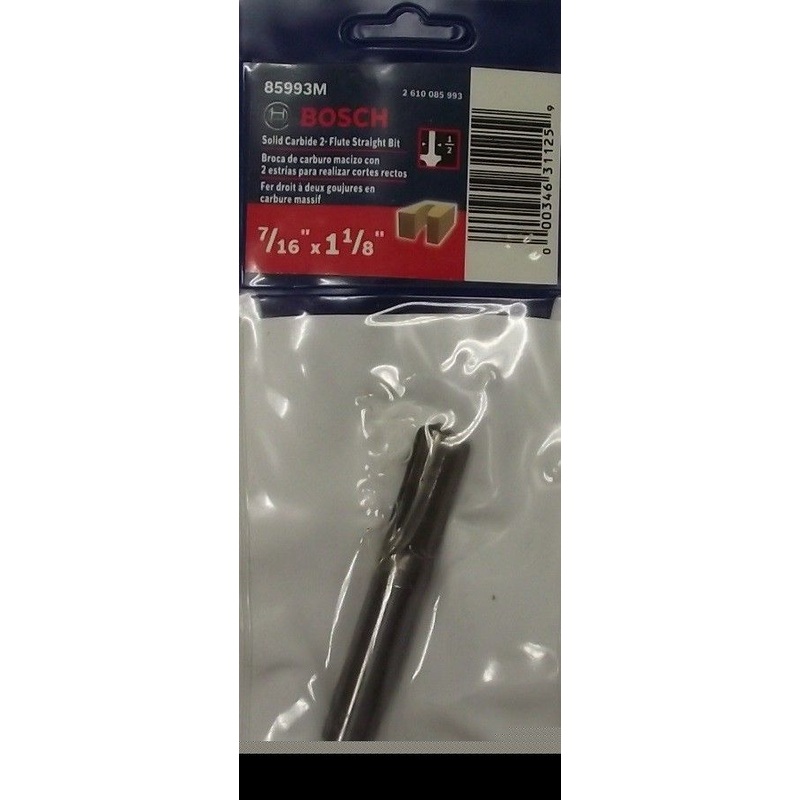 BOSCH 85993M Carbide 7/16" x 1 1/8" Straight 2 Flute Router Bit