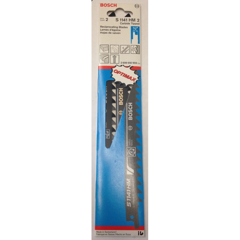 Bosch S1141HM2 9" x 3 TPI Carbide Tipped Reciprocating Saw Blades 2 Pack
