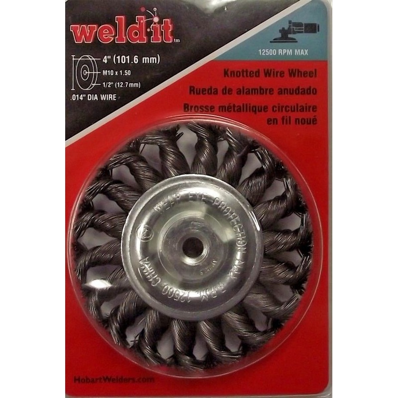 Hobart 770376 4" Knotted Wire Wheel M10 x 1.50 Arbor