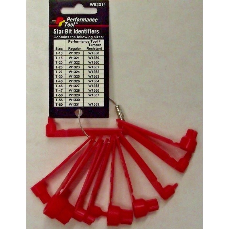 Performance Tool W82011 Torx / Star Drive Bit Identifier