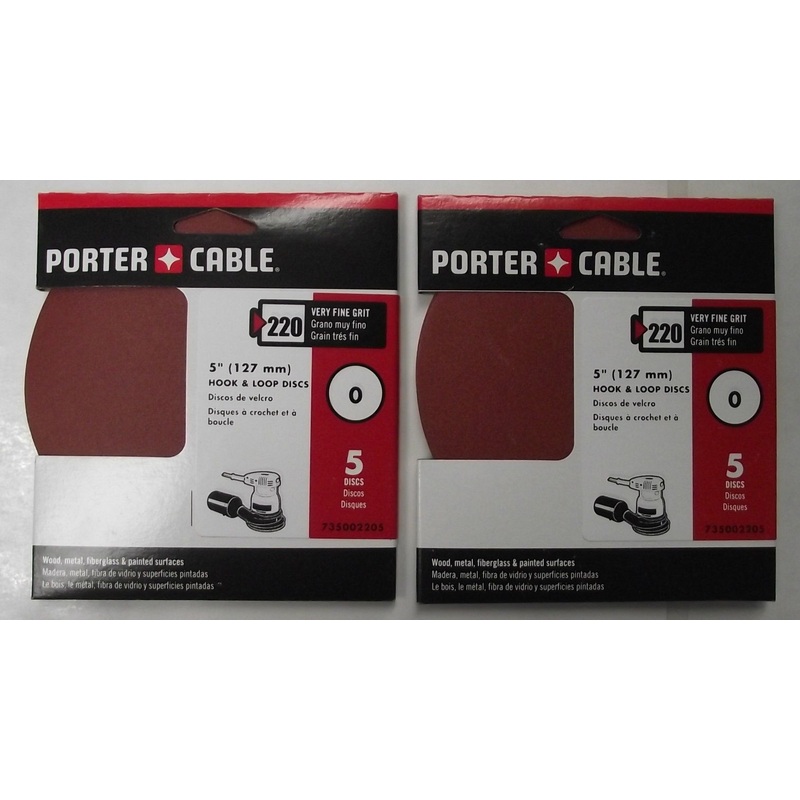 Porter Cable 735002205 5" H&L 220 Grit 0 Hole Sandpaper 2 - 5 Packs