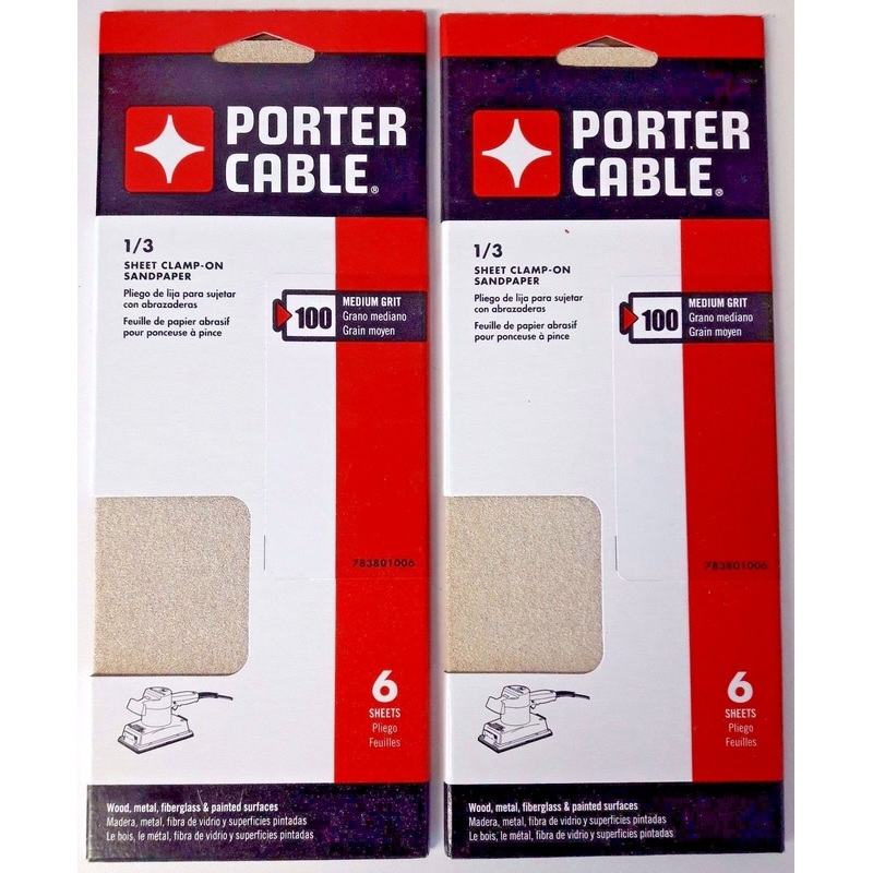 Porter Cable 783801006 1/3 Sheet Clamp On Sandpaper 100 Grit 2-6 PKS