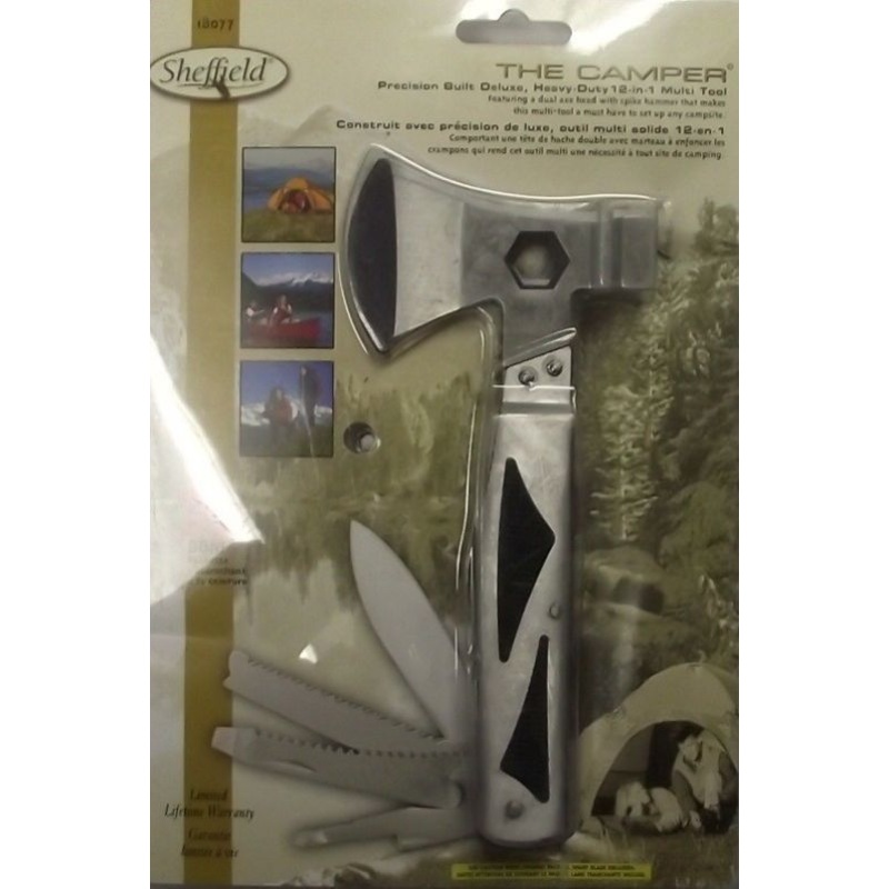 Sheffield 18077 The Camper Heavy Duty 12 in 1 Multi Tool With Axe Head