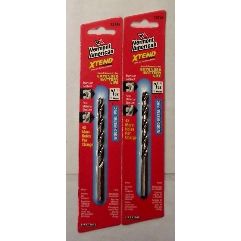 Vermont American 12745 9/32" x 4-1/4" XTEND Fractional Drill Bit 2PKS