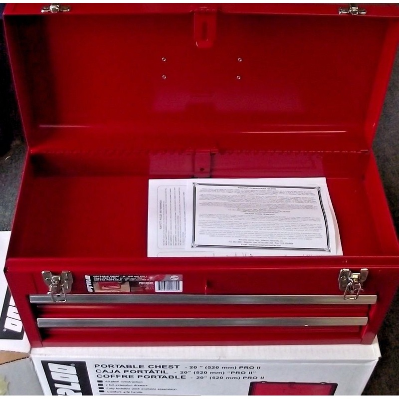 Waterloo PCH2020 20-1/2 L x 8-1/2 W x 9-1/2 High Red 2 Drawer Metal Tool Box