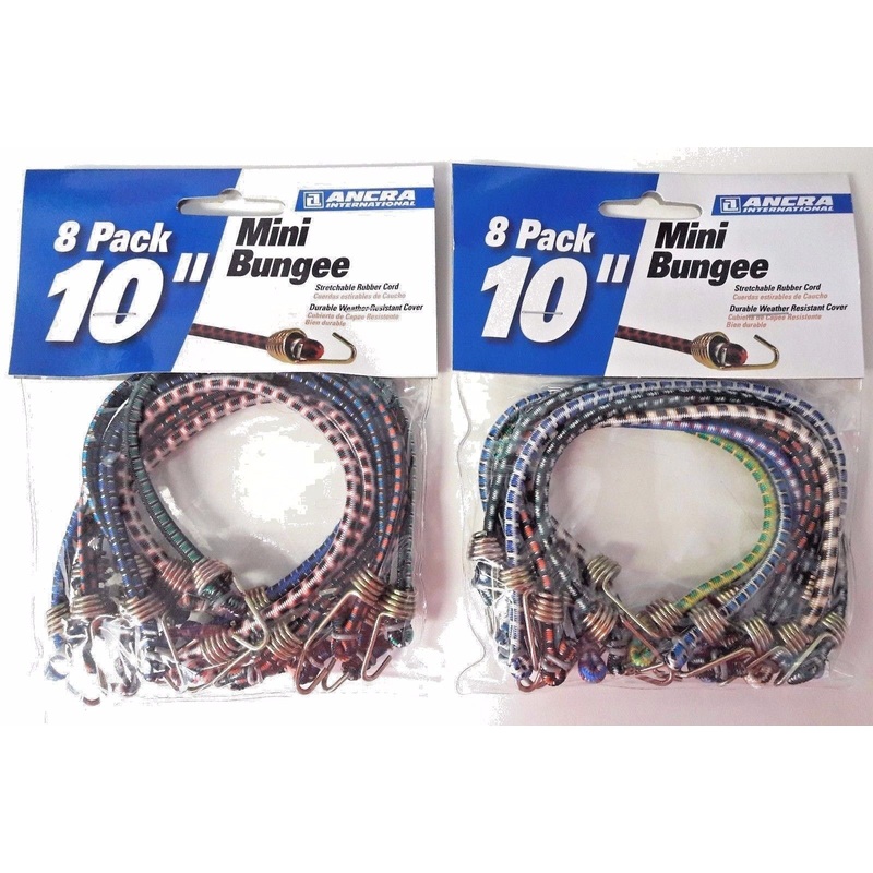 Ancra 95721 10" Mini Bungee Cords in Assorted Colors, 2-8 Packs