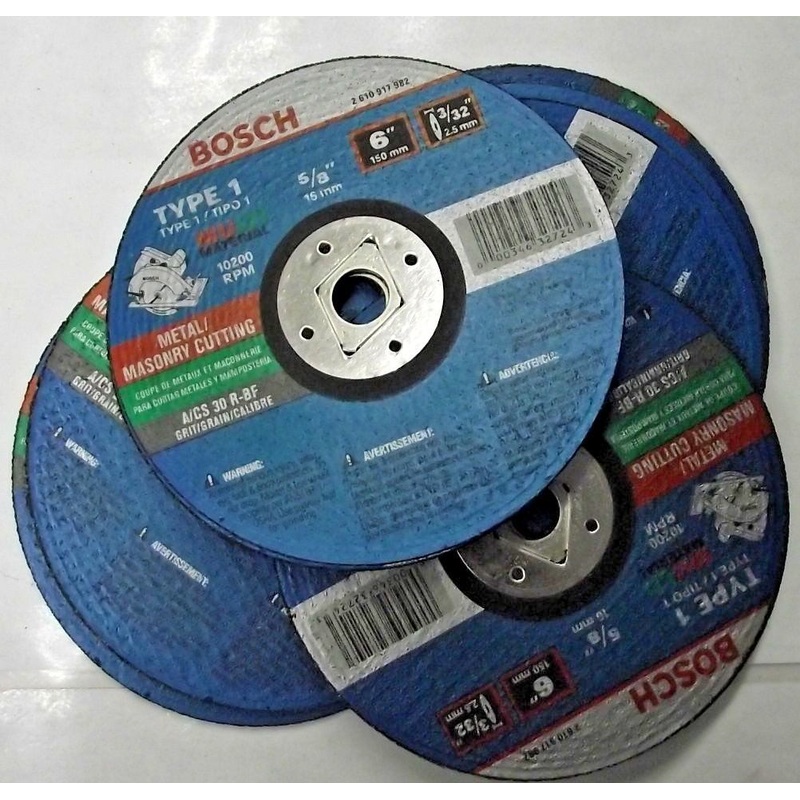 Bosch 2610917982  6" 3/32" Metal & Masonry Cutting Wheels 5/8 Arbor 10PC Germany