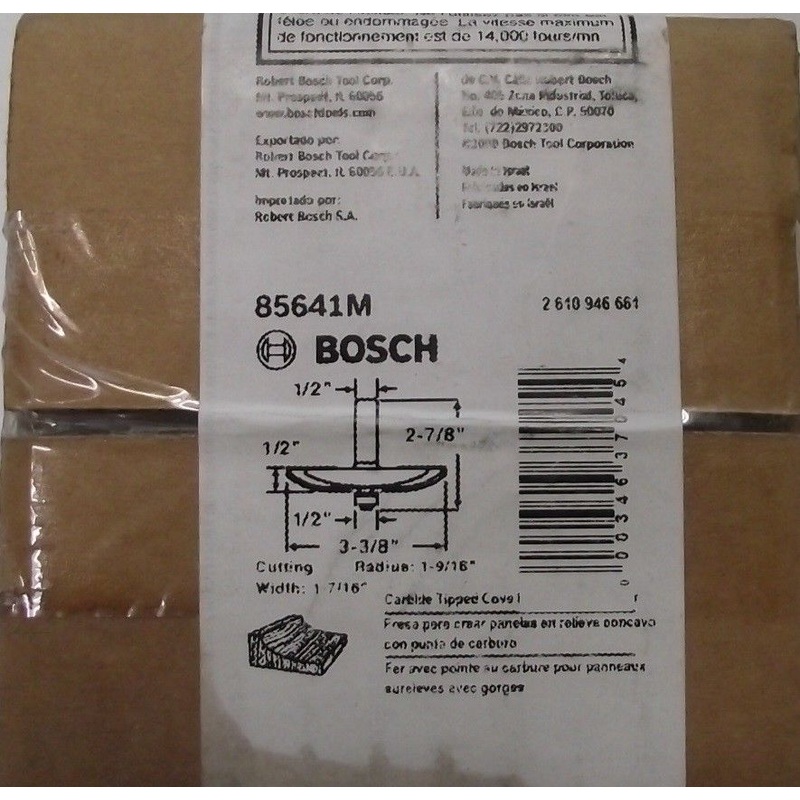 Bosch 85641M 3-3/8" x 1/2"  Carbide Tipped Cove Raised Panel Router Bit