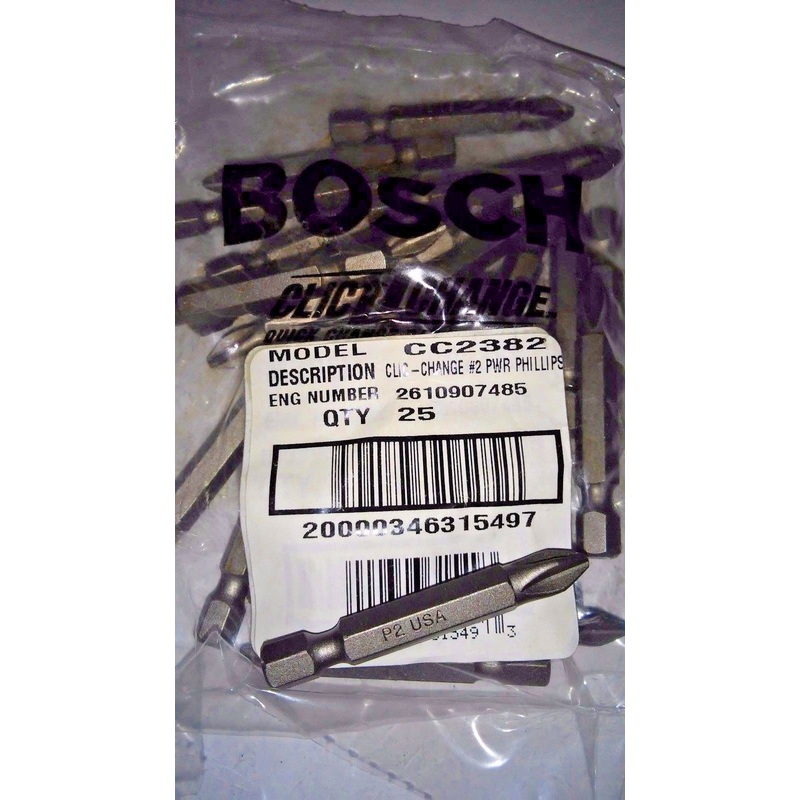Bosch CC2382 #2 Phillips 2" Clic-Change Power Screw Tips 25 Pack USA